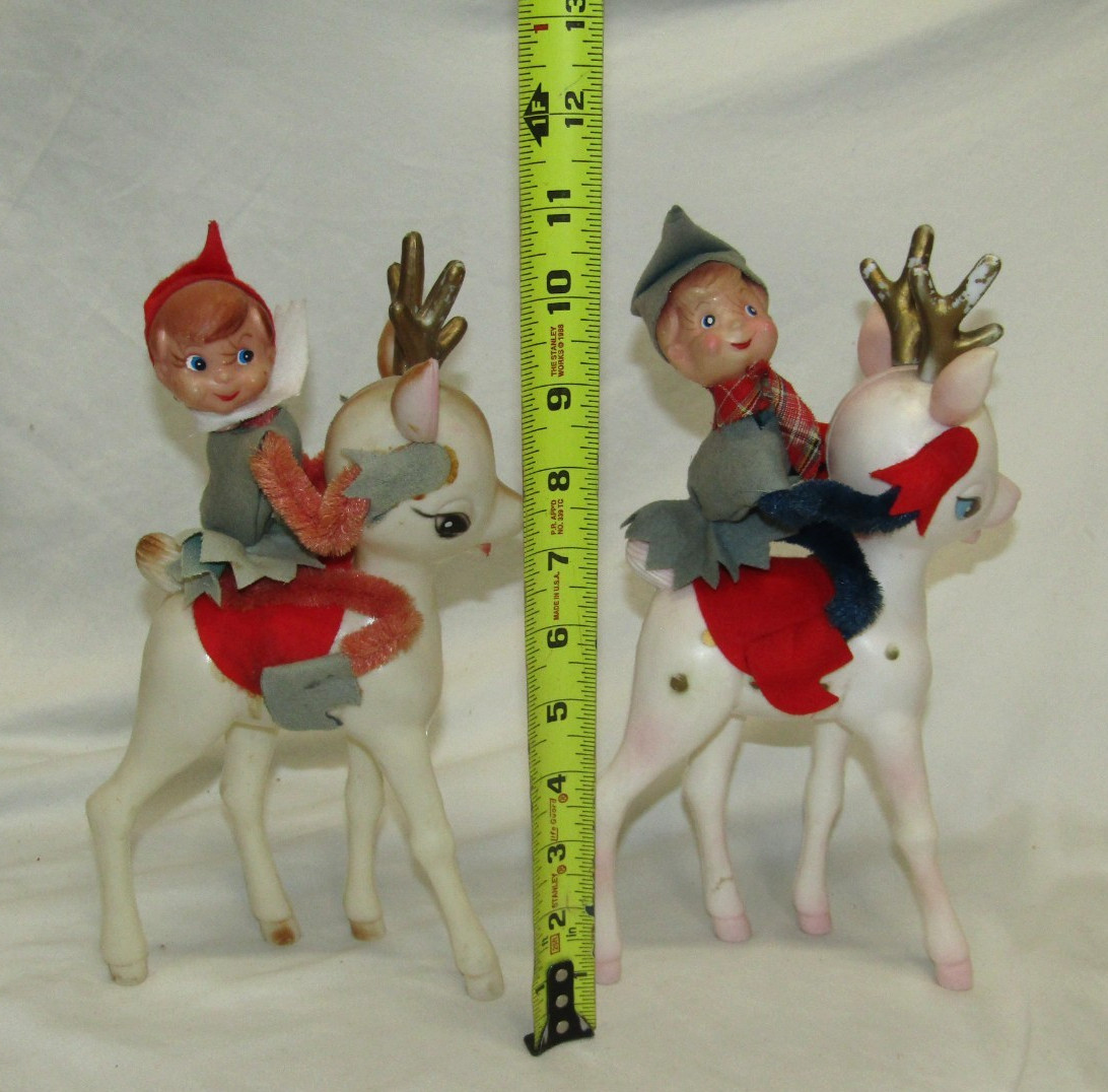 Plastic Reindeer Antique Elf Pixie Vintage Green Knee Hugger Hong Kong 1960\'s