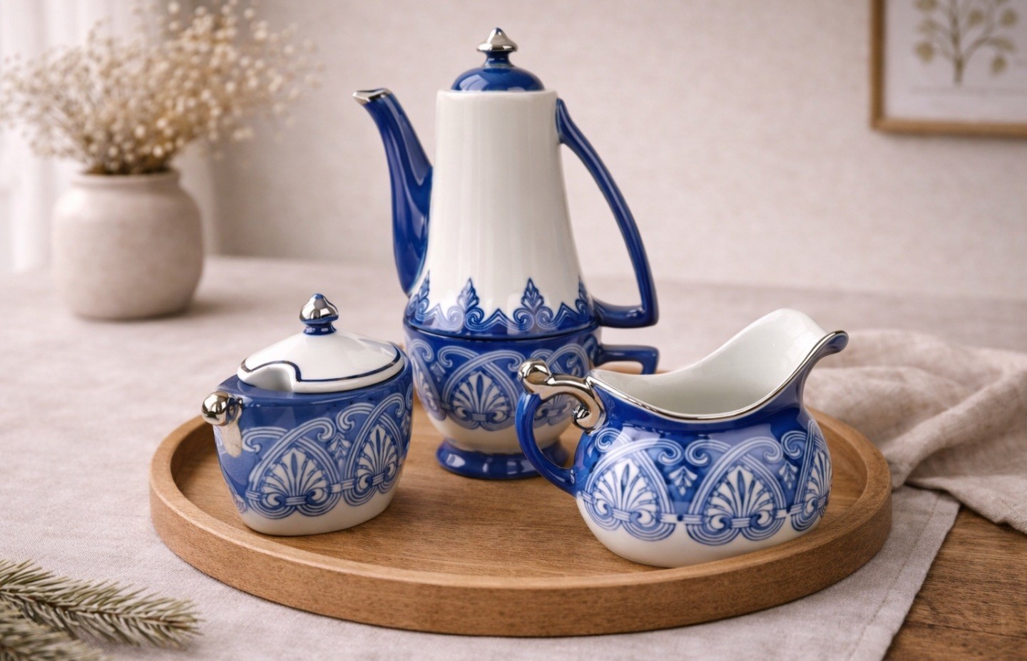 Bombay Stackable Teapot and Teacup + Creamer and Sugar Bowl