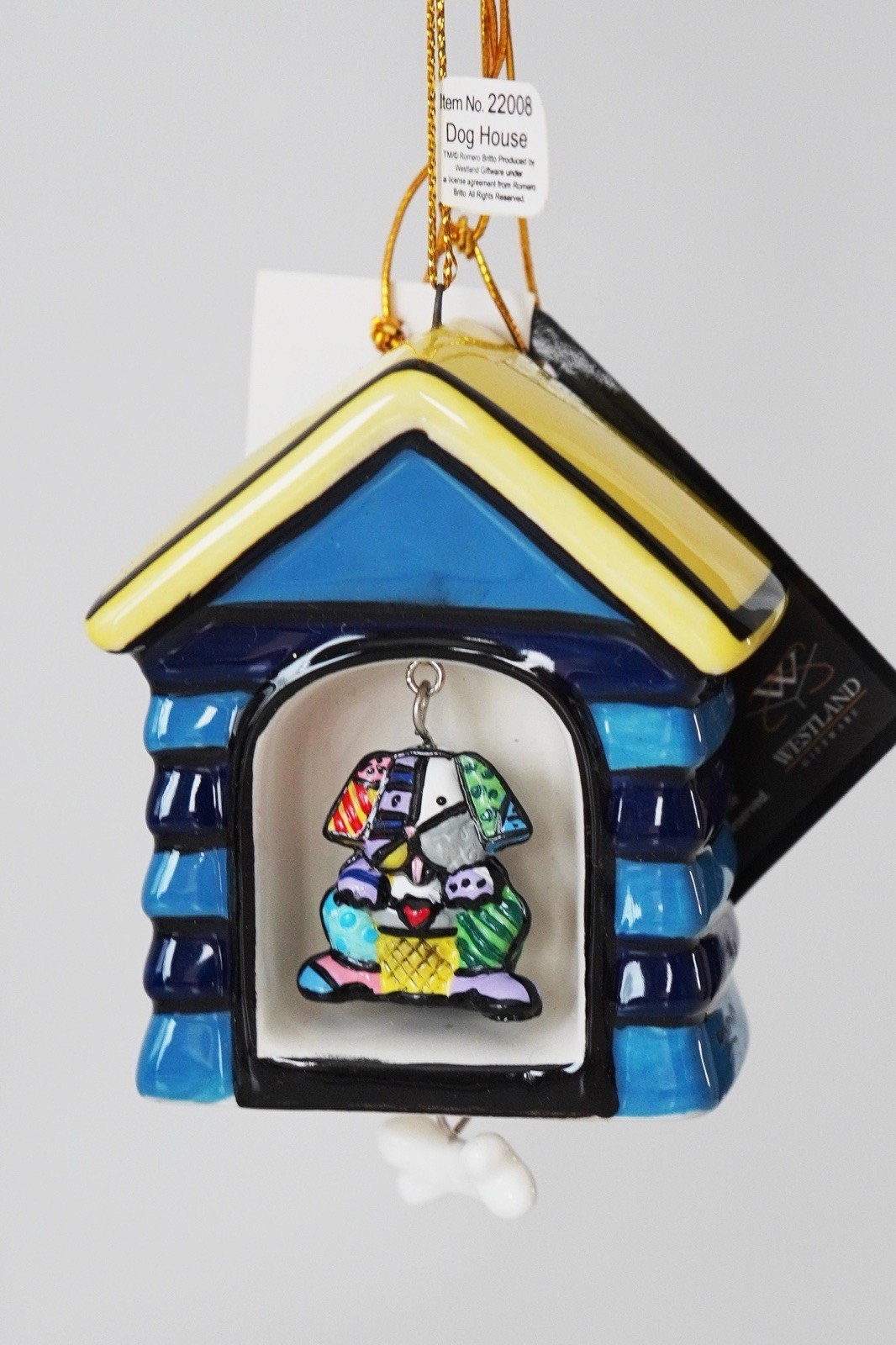 ROMERO BRITTO Dog House Ceramic Ornament Westland Giftware 22008 NWT Signed
