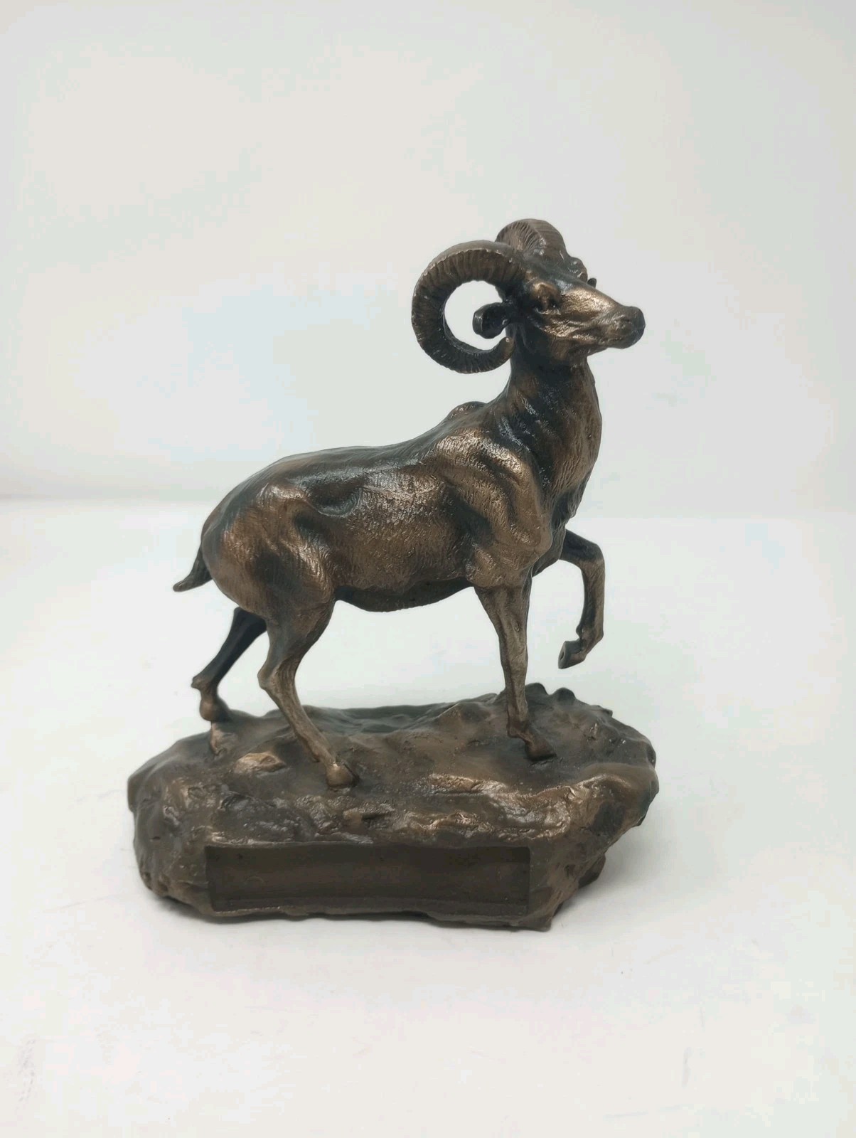 Bronze Bighorn Ram Sheep Buck Antlers Wildlife Animal Statue Sculpture