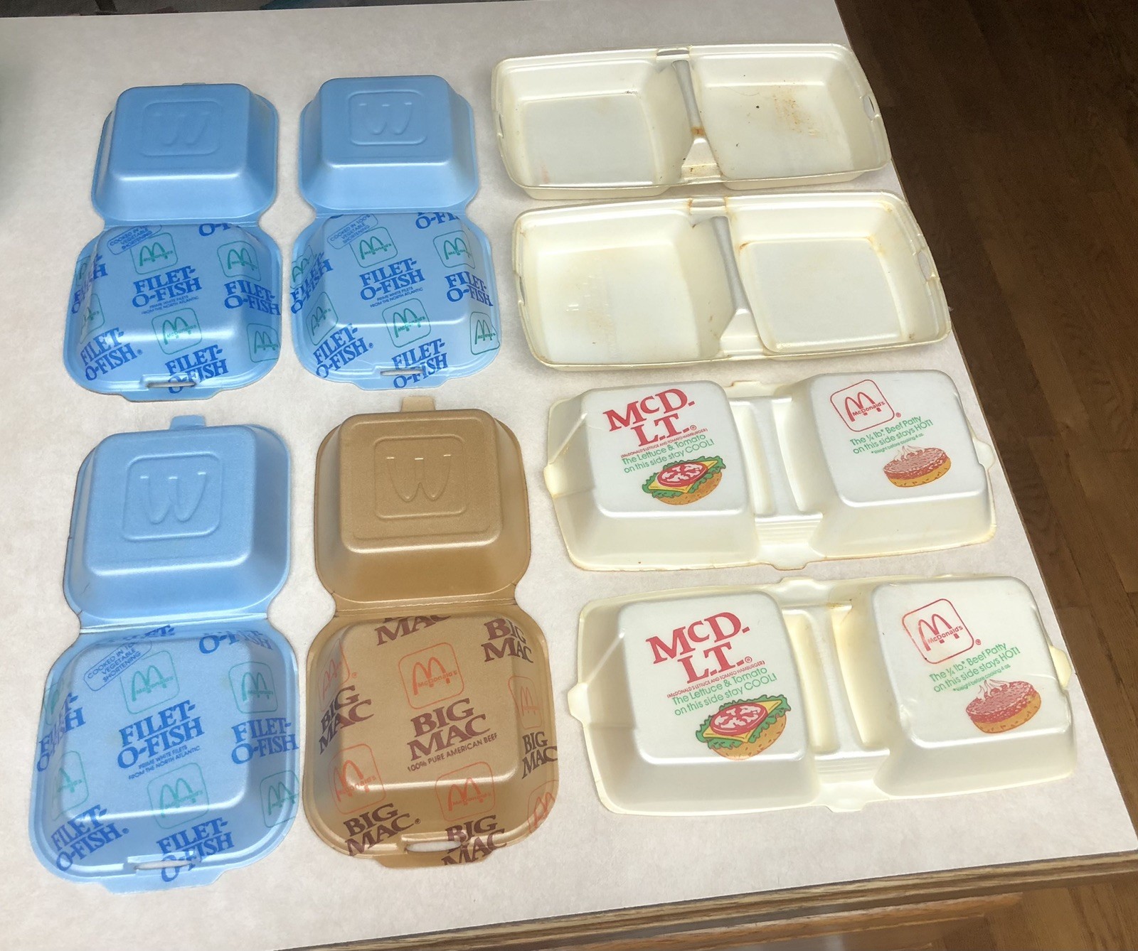6 McDonald\'s Clamshell Foam Containers Box Vintage NOS Rare