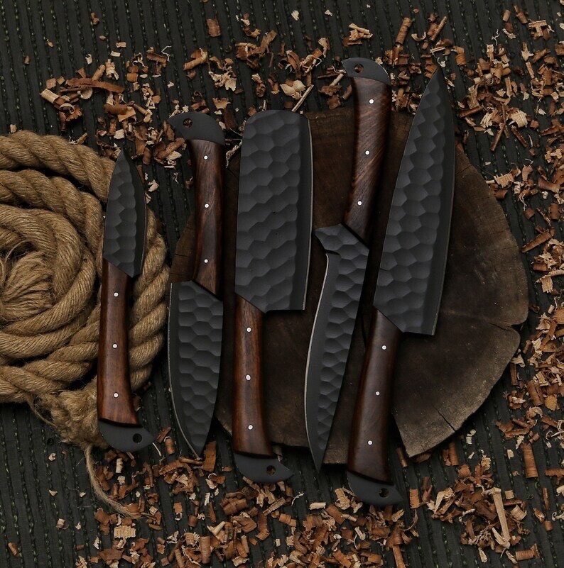 Custom Hand Forged Carbon Steel Professional Chef Knives Set Kitchen Knife