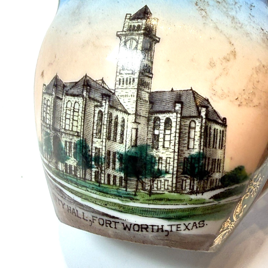 FORT WORTH City Hall TX TEXAS ANTIQUE Souvenir CHINA TRINKET CREAMER FORT WORTH City Hall TX TEXAS ANTIQUE Souvenir CHINA TRINKET CREAMER