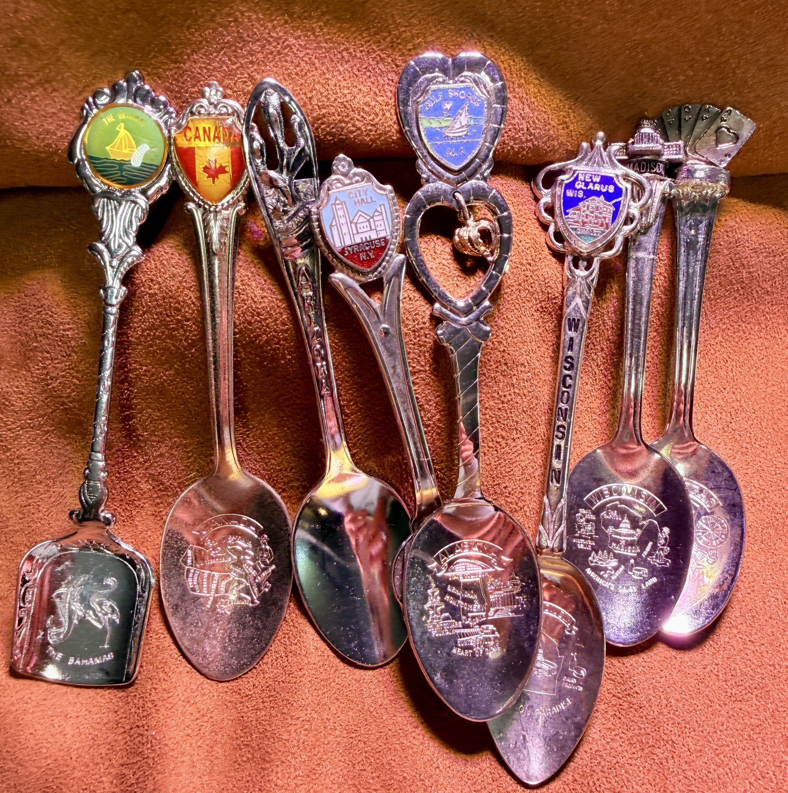 Lot Of 8 Vintage Collectors Souvenir Spoons Estate  LasVegas Canada AZ Madison