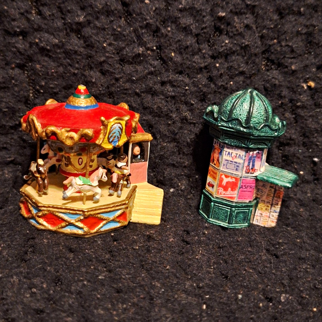 Vintage J Carlton by Gault Paris Miniature Lot Carousel & Morris Column Ad Kiosk