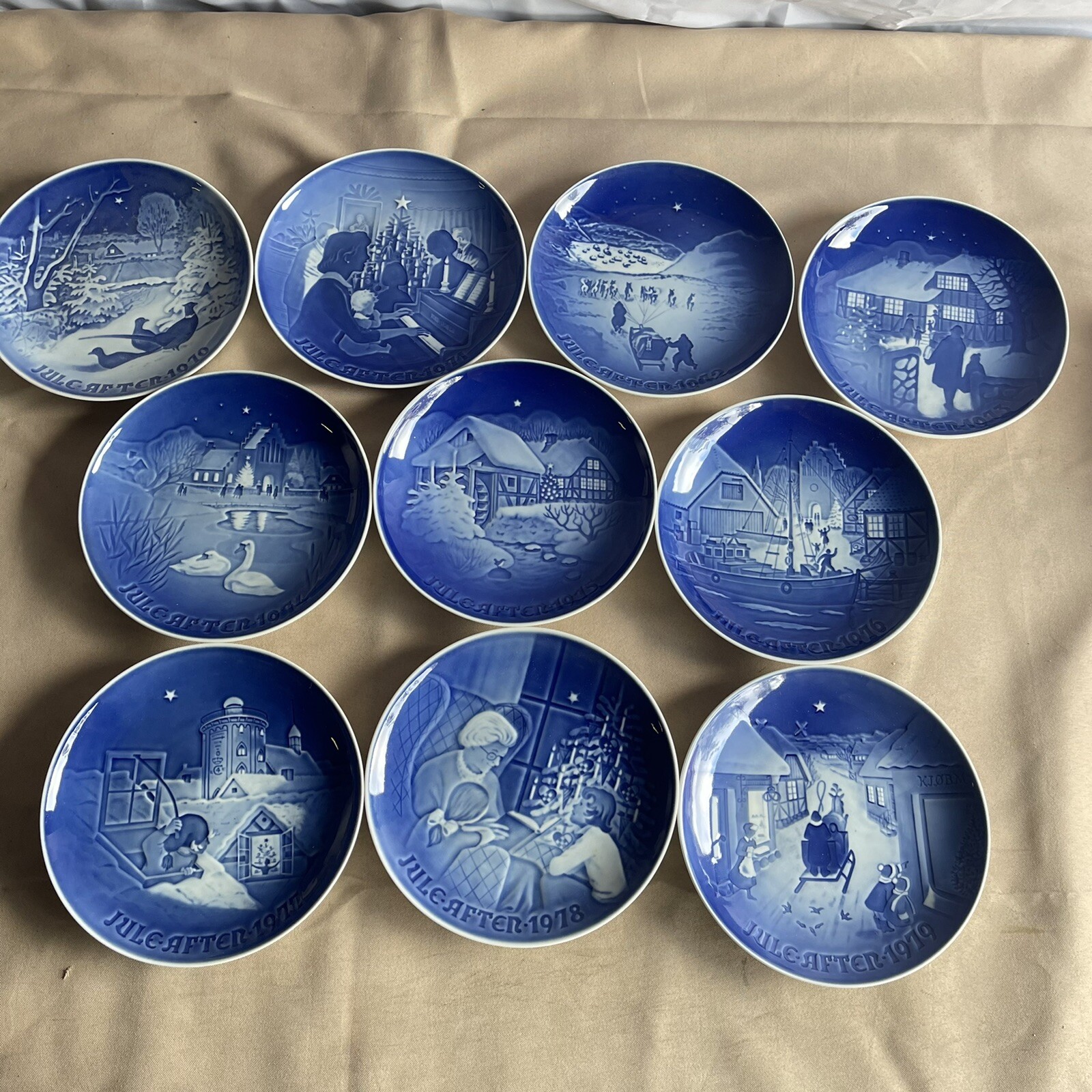 Bing & Grondahl 1970-1979 Christmas Plate Collectible Set Denmark Porcelain