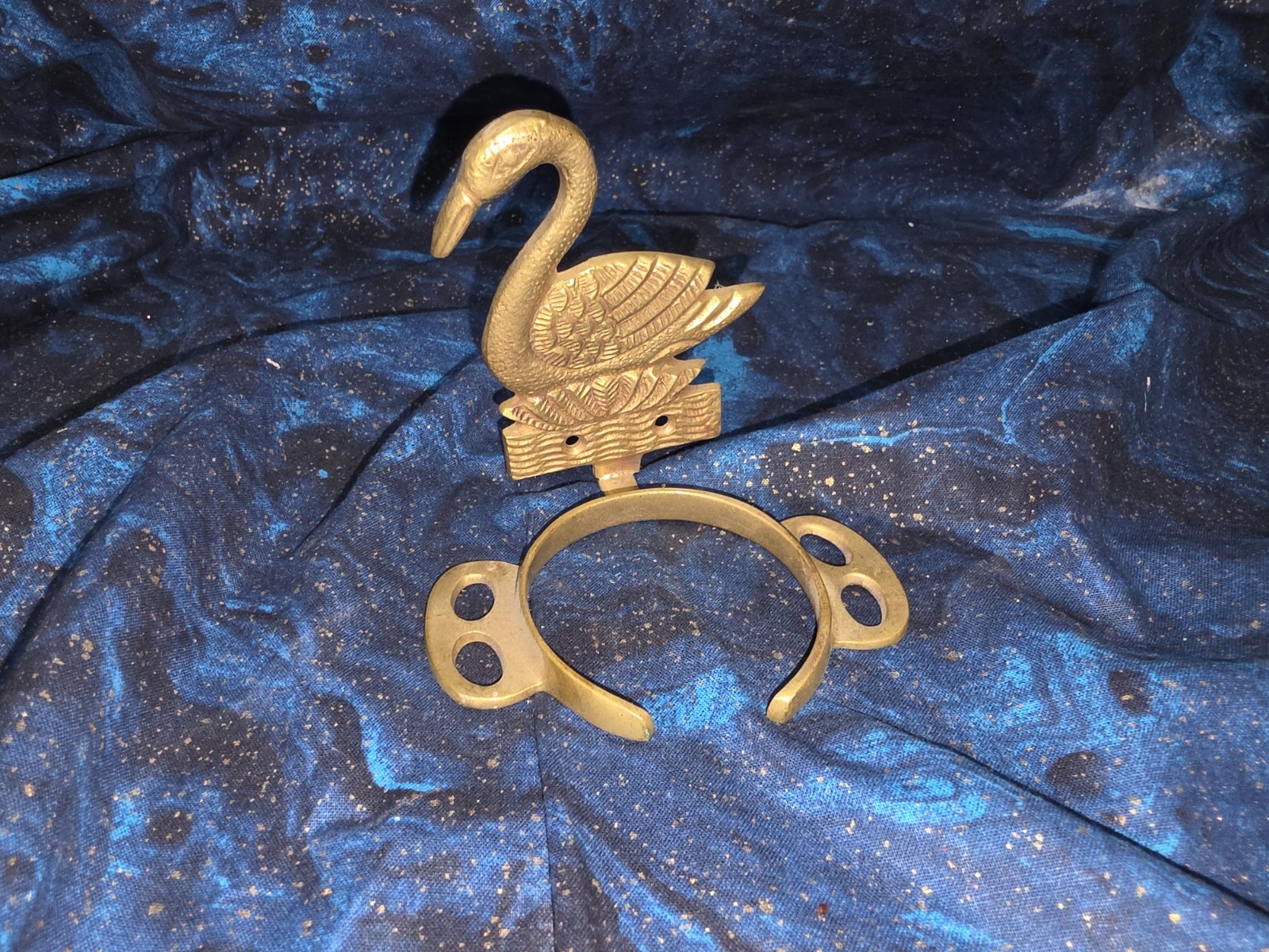 Vintage Mid Century Brass Swan wall Mounted Toothbrush and Tumbler Holder