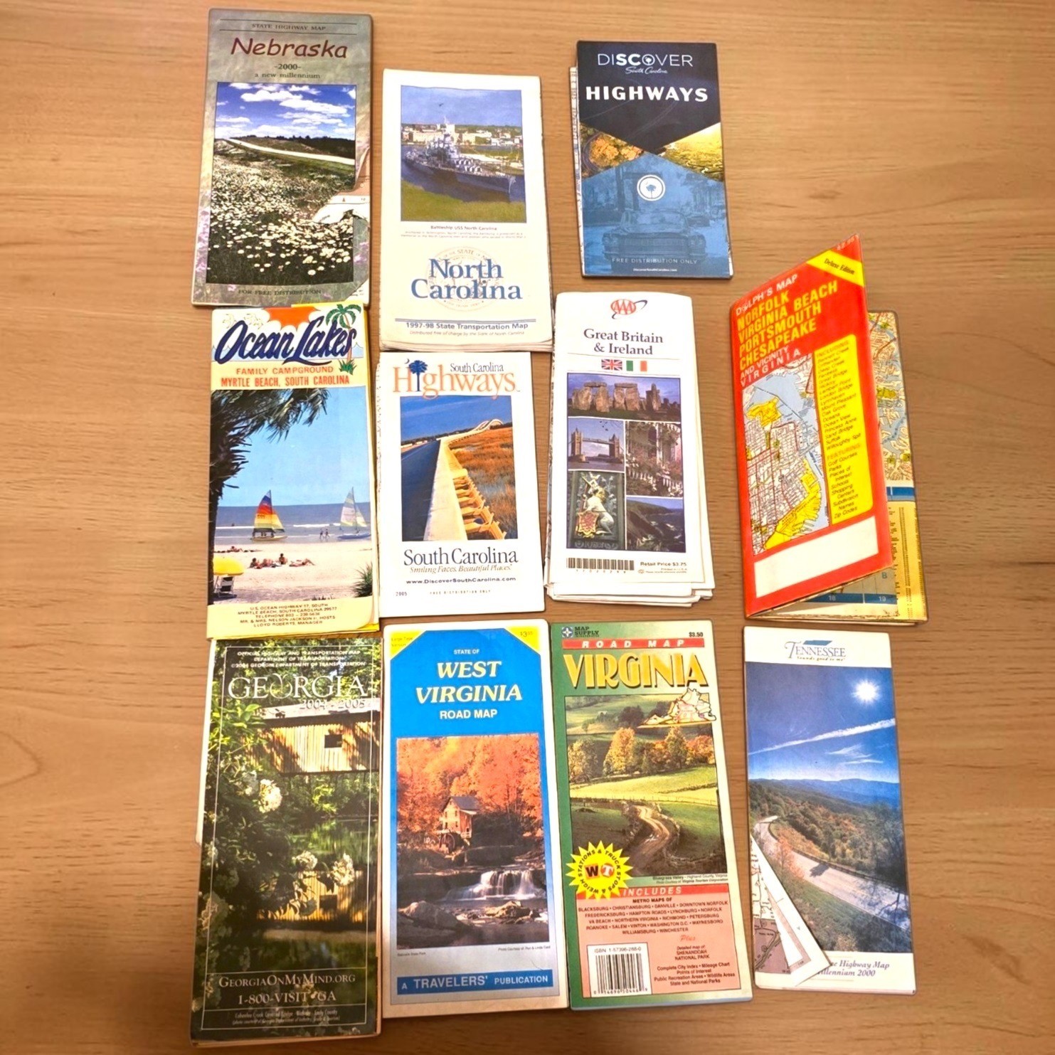 Lot Of 11 Vintage Travel & Road Maps Various States & Countries  (M2)