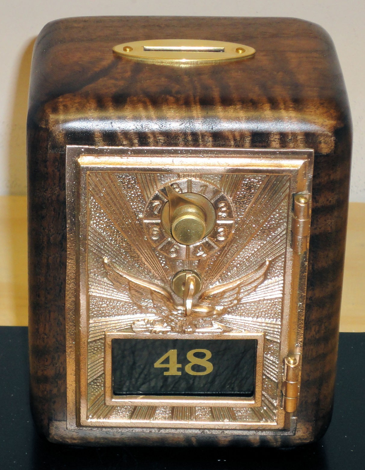 Antique P O Box Door Bank-Early 1900's Brass-