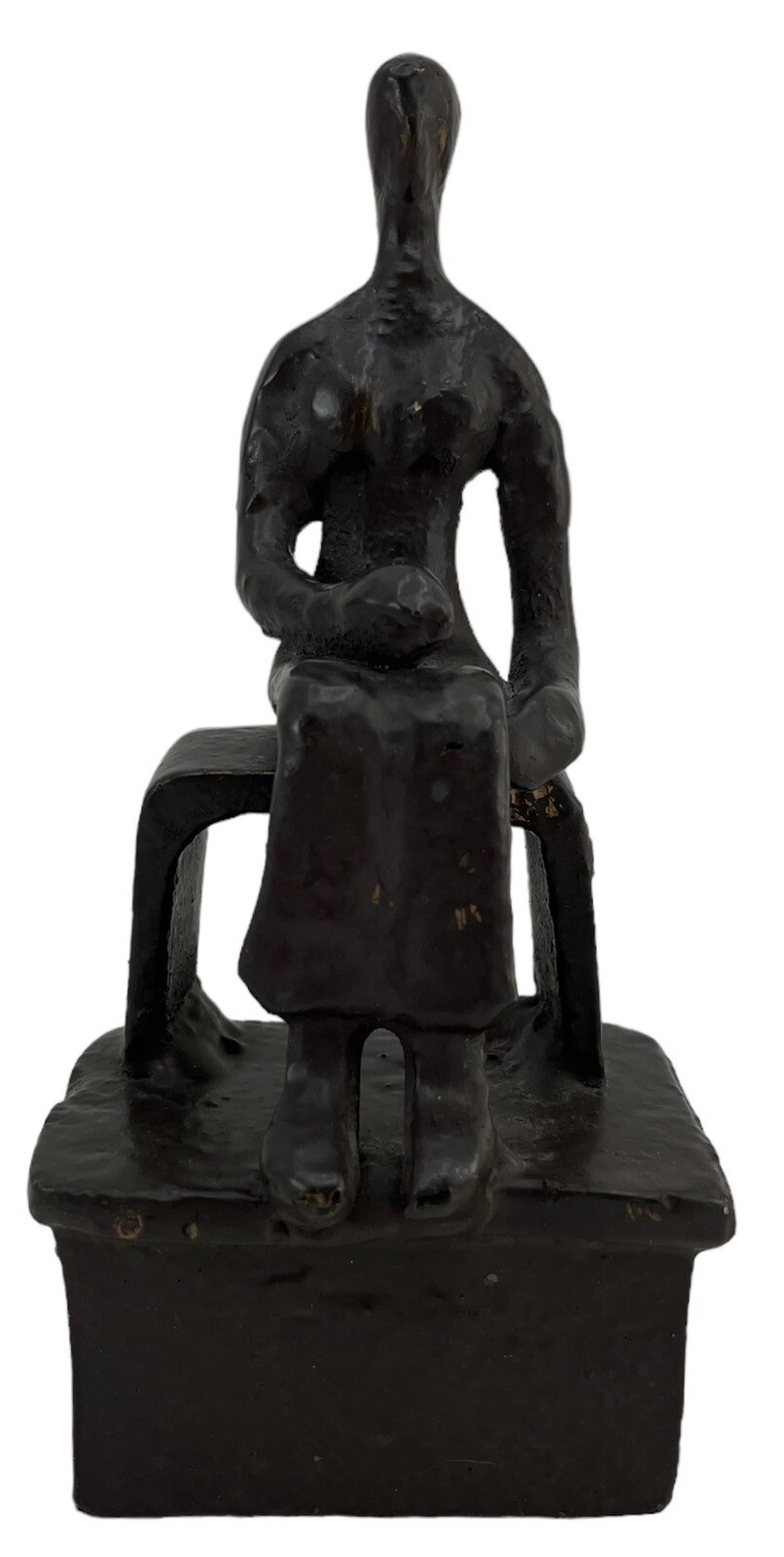 Abstract Vintage Coated Bronze 7 Inch Seated Woman Sculpture Heavy Felt Bottom