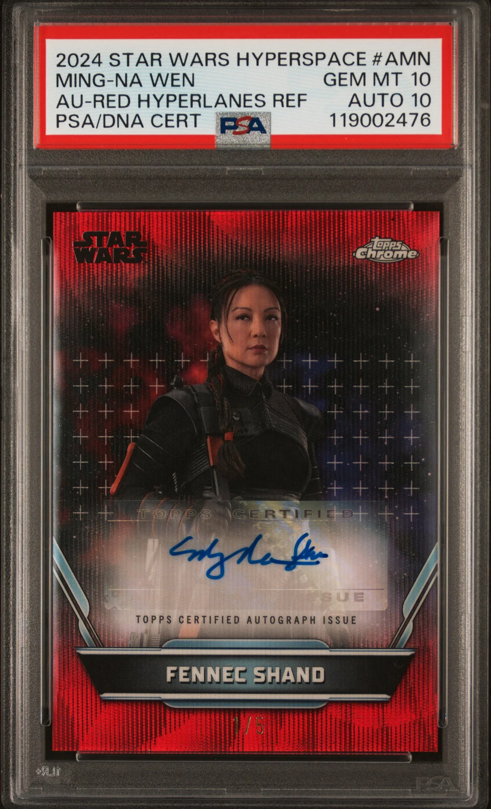 2024 Topps Star Wars Hyperspace Ming-Na Wen Auto Red /5 #MN PSA 10 POP 1 Alpha