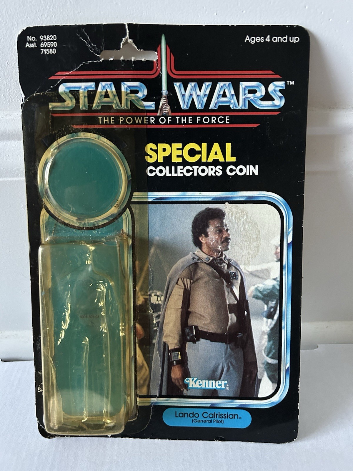 STAR WARS LANDO CALRISSIAN POTF CRDBCK W/ATTCH BUB &COIN KENNER VINTAGE 1984 ROJ