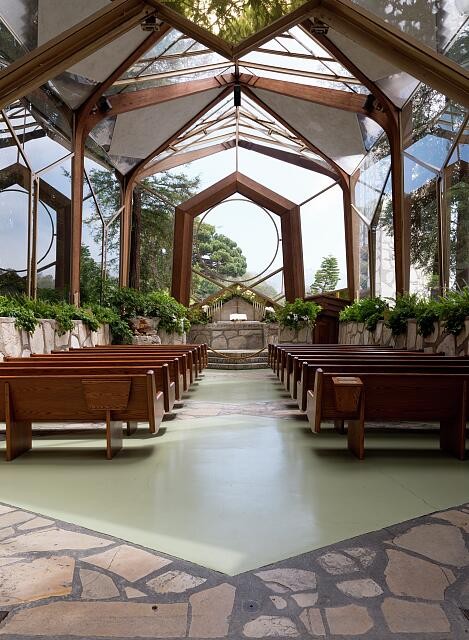 Rancho Palos Verdes California Wayfarers Chapel Glass Church 2013 Interior