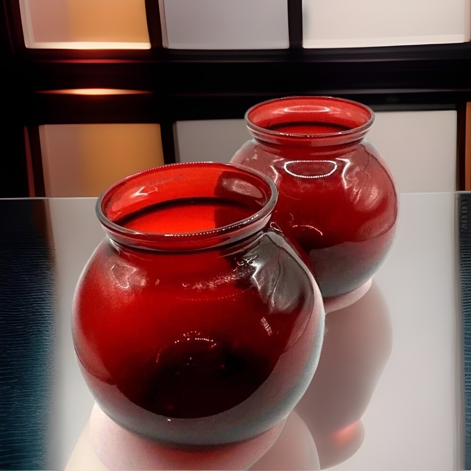 2 Ruby Red Glass Anchor Hocking Vase Bowl Vintage Decor 4\
