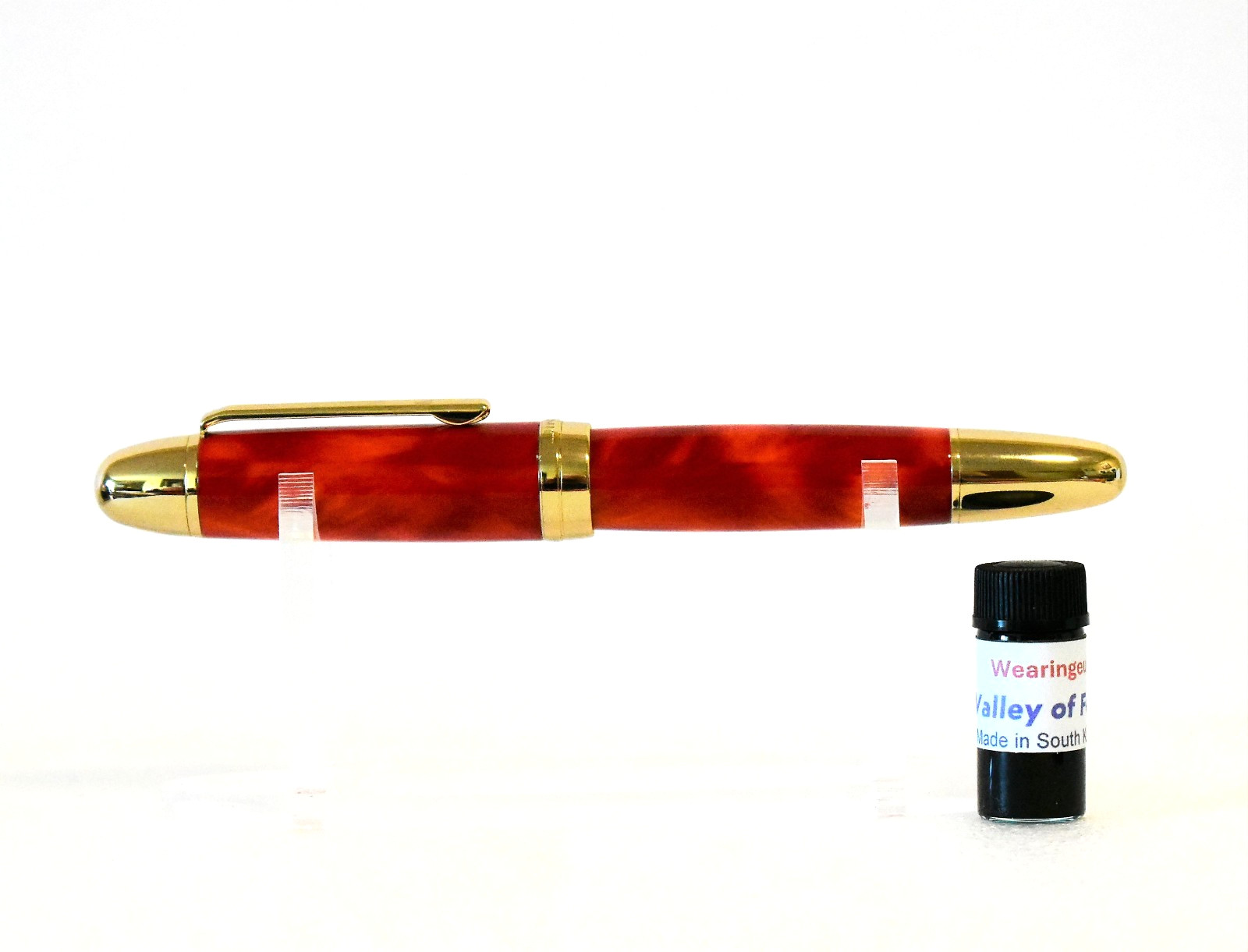NEW JINHAO X169 VOLCANO RED FOUNTAIN PEN WITH FINE #8 NIB & WEARGEUL  INK SAMPLE