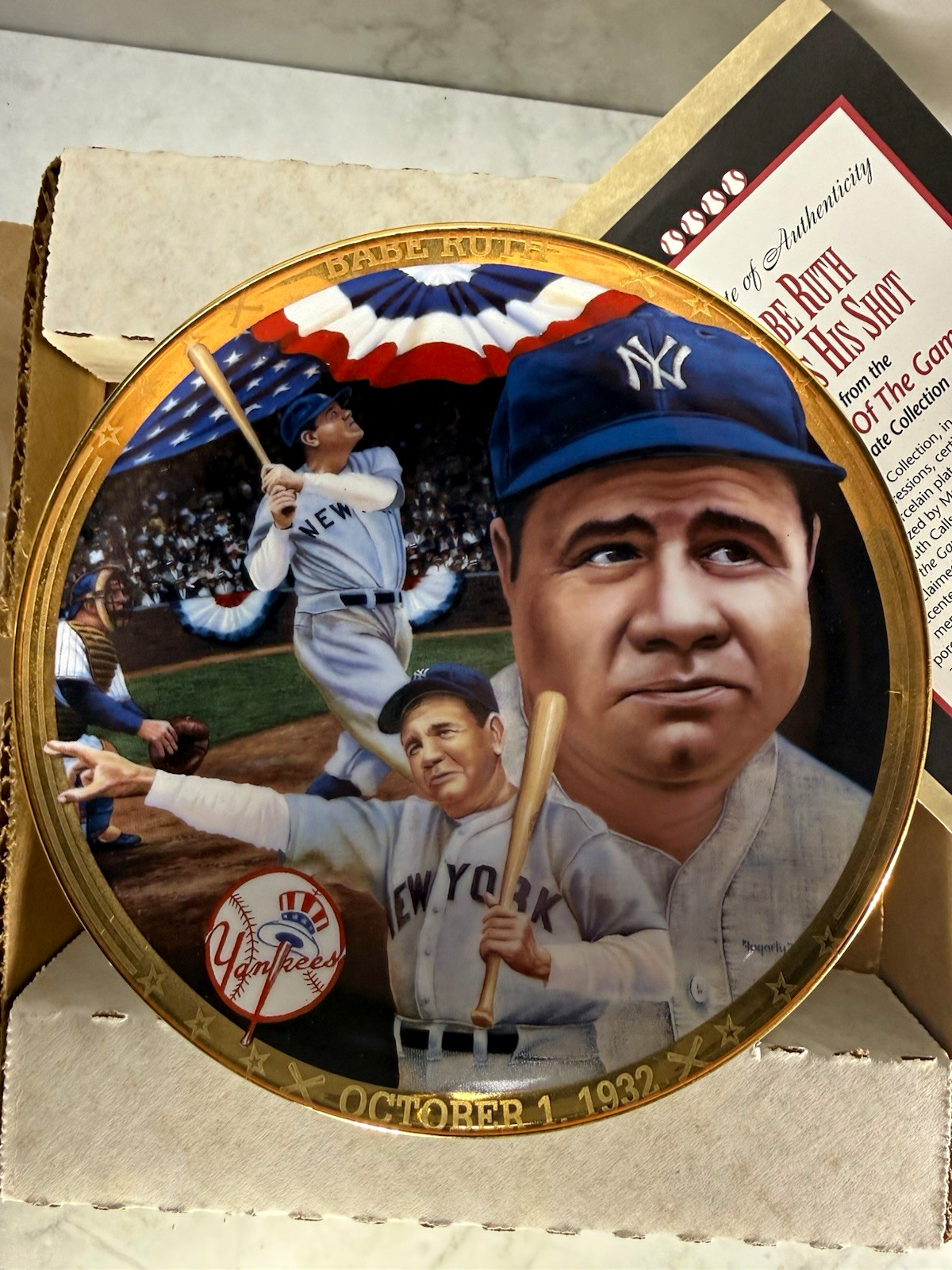 1995 Hamilton Collection Babe Ruth Called Shot Porcelain Plate Glory Game 0878A