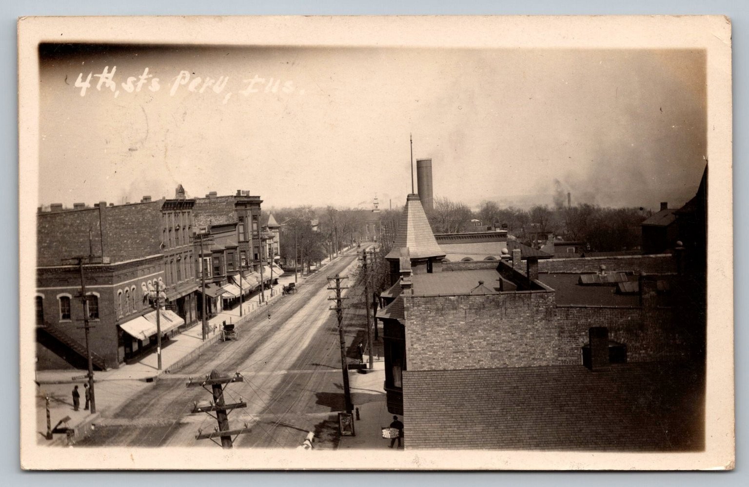 Real Photo Postcard 4th St Peru Illinois Fourth Street RPPC c. 1913
