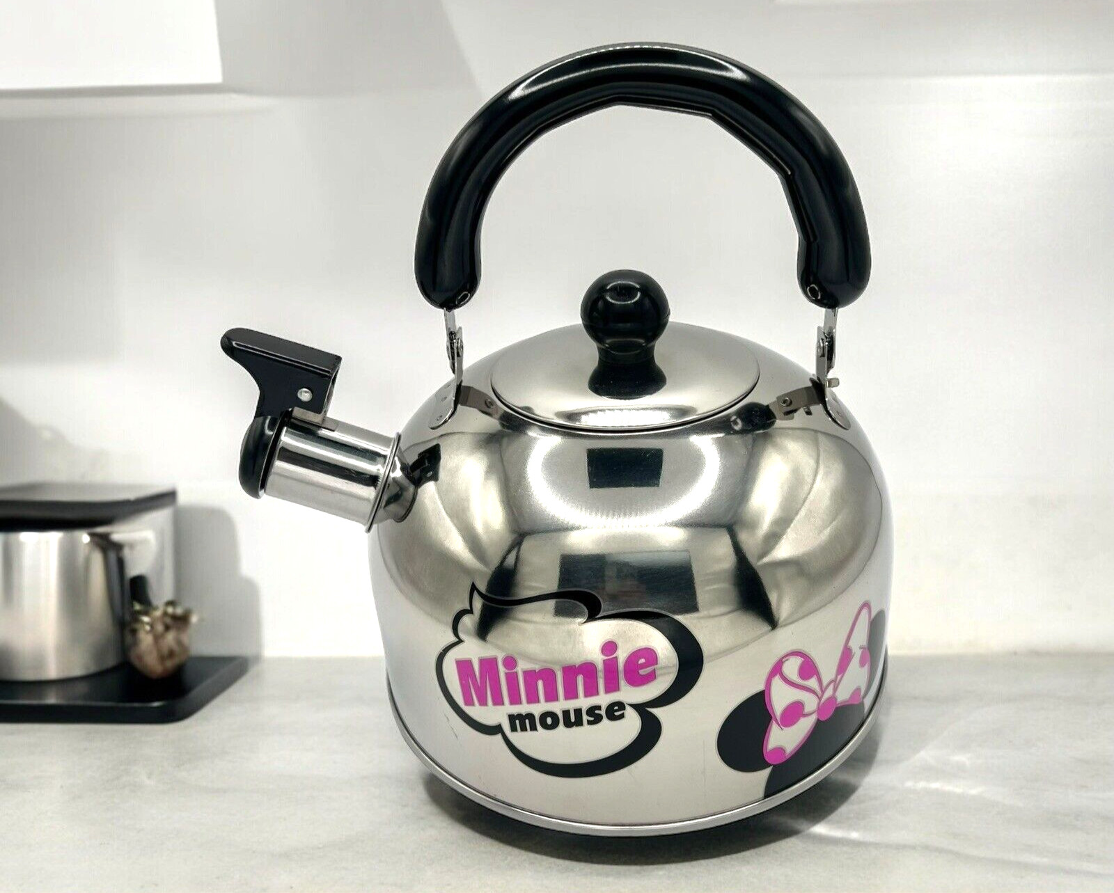 Disney Minnie Mouse Stainless Kettle Simply Stylish 1.8 L 1.9 Qt. Open Box READ