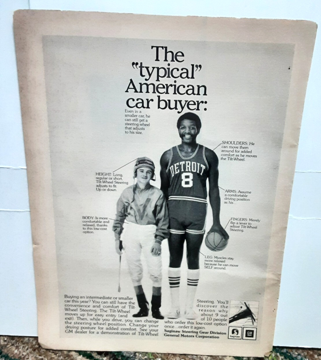 1974 GM Saginaw Steering Gear Willie Norwood Pistons Original Print Ad 70s