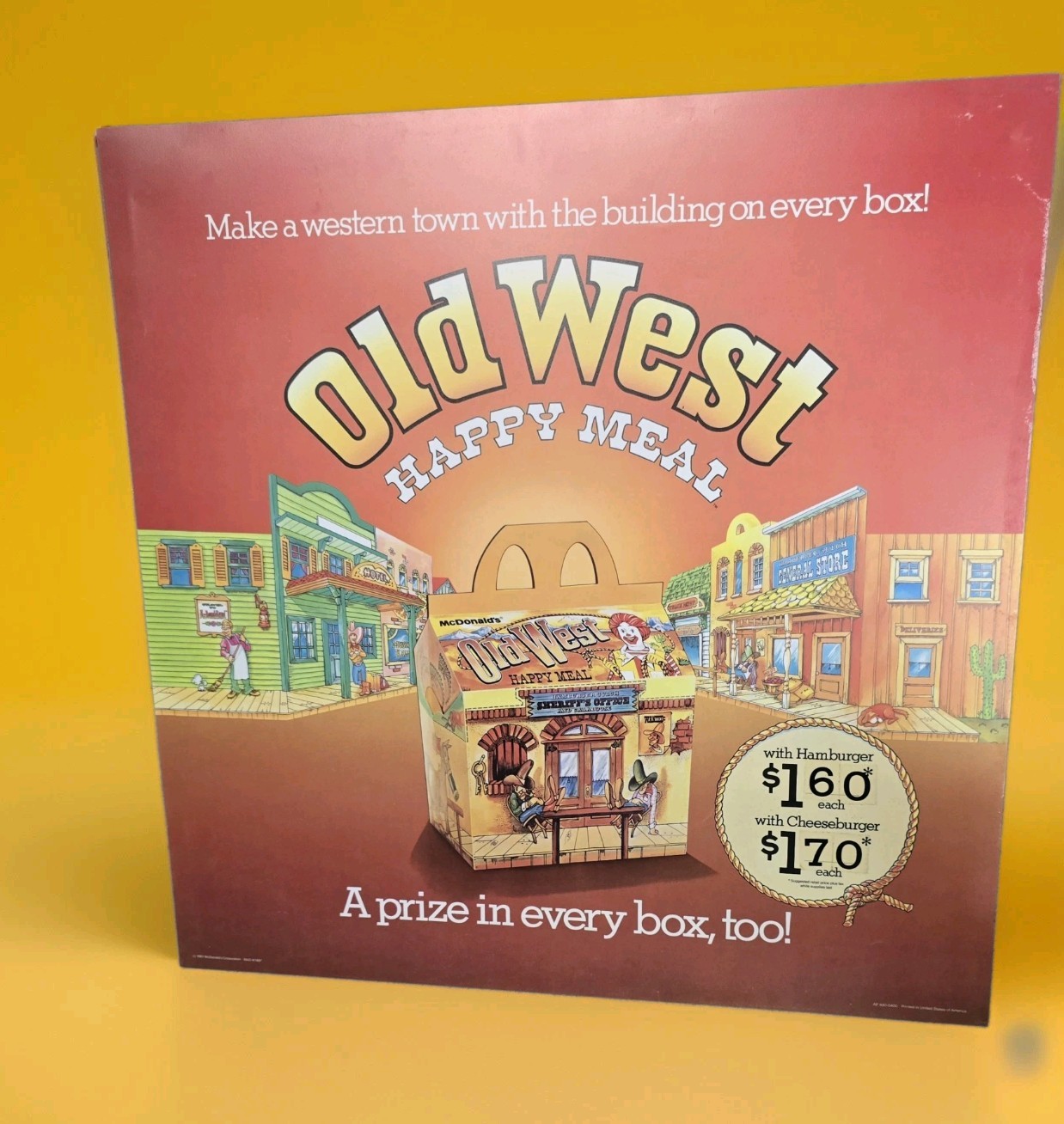 1981 McDonald\'s Translite Sign OLD WEST HAPPY MEAL 21.75\