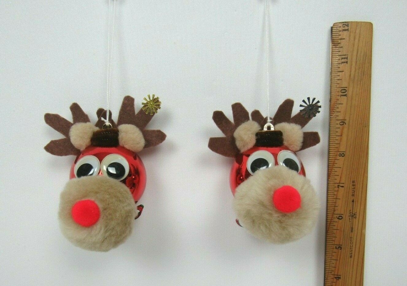 VTG 1960s - 1970s HAND MADE GLASS REINDEER CHRISTMAS TREE ORNAMENTS 4\