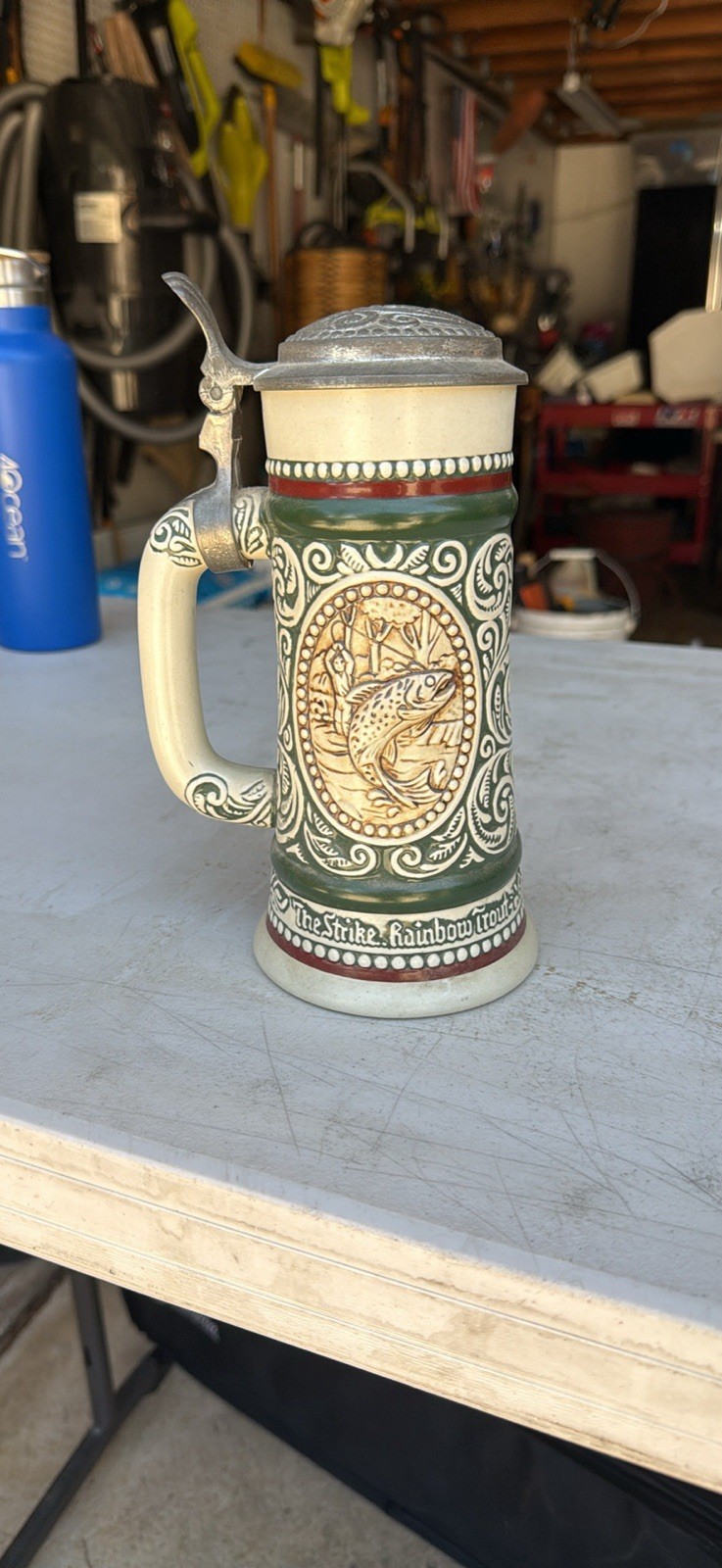 Avon Collectible Ceramic Beer Stein: 1978 Fishing and Hunting
