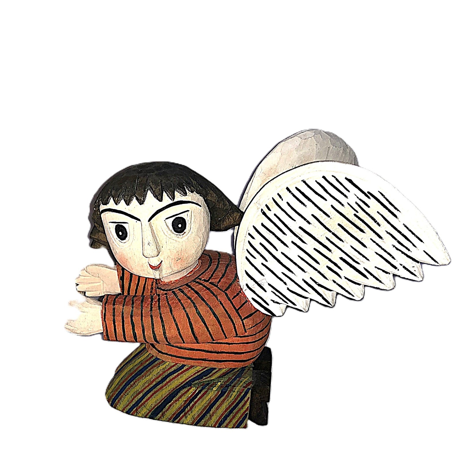 Tadeusz Kacalak Angel Wood Carving, Vintage Polish, Poland Signed Folk Art