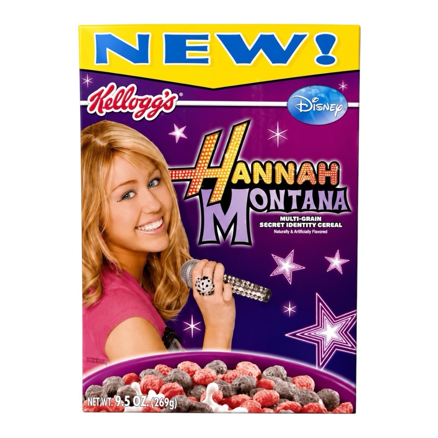 RARE Kellogg's Cereal Box Hannah Montana Miley Cyrus Disney TV Show VTG 2008