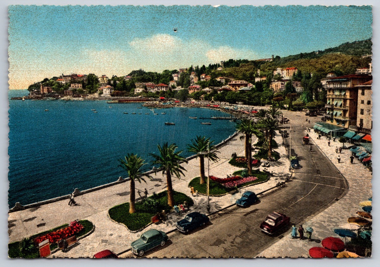 Rapallo Genoa Italy Postcard Walk Along The Sea Promenade Aerial View Unposted