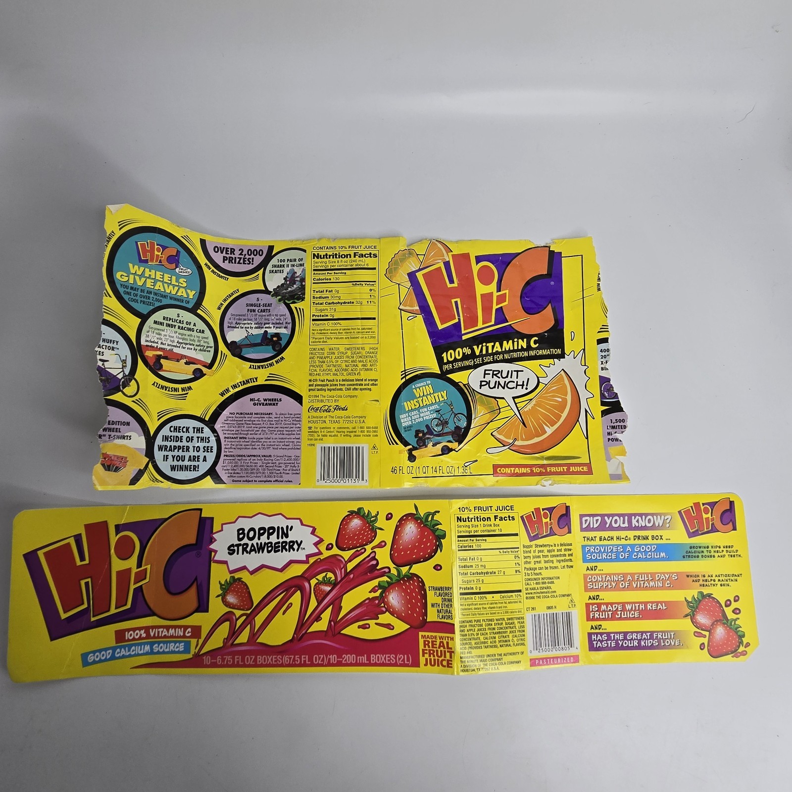 Vintage Packaging - Hi-C cardboard Sleeve (2000) And Paper Label (1994)