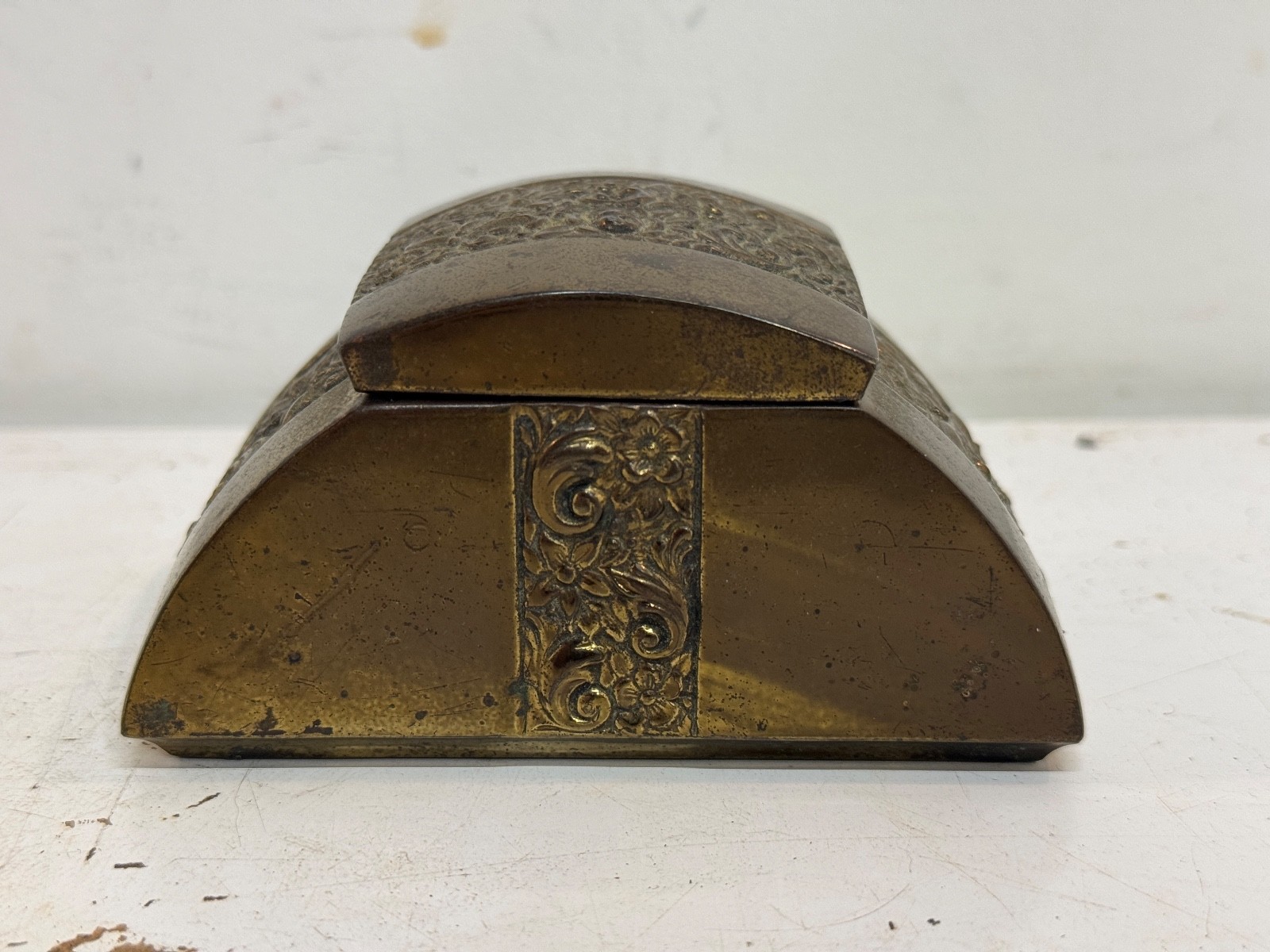 Antique Jennings Bros Art Nouveau Brass Inkwell JB 1592