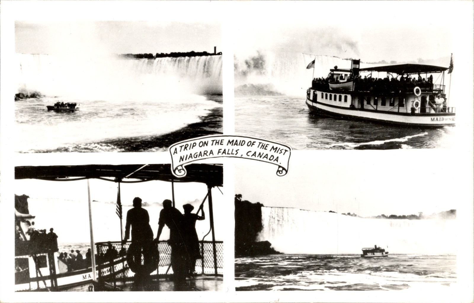 1940s RPPC Maid of the Mist Niagara Falls Canada 4 View King Postcard