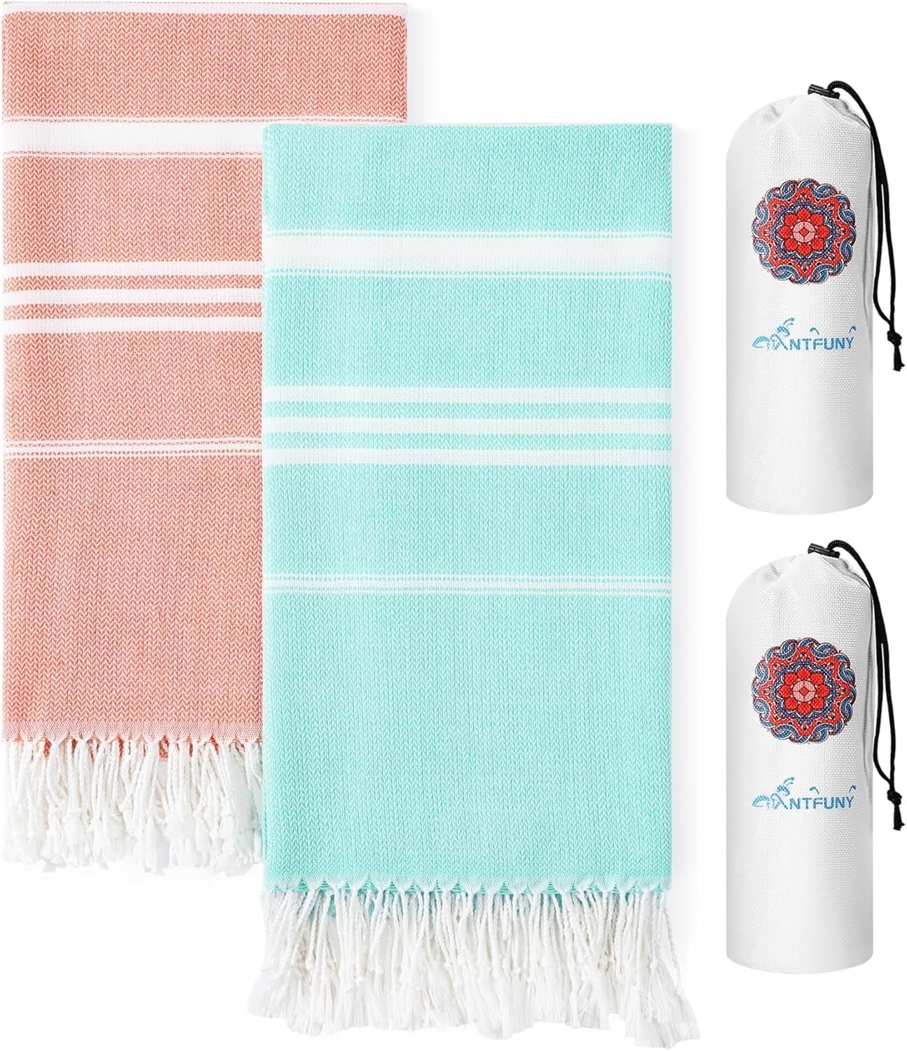2 Packs Cotton Turkish Beach Towels Quick Dry Sand Free Oversized 72\