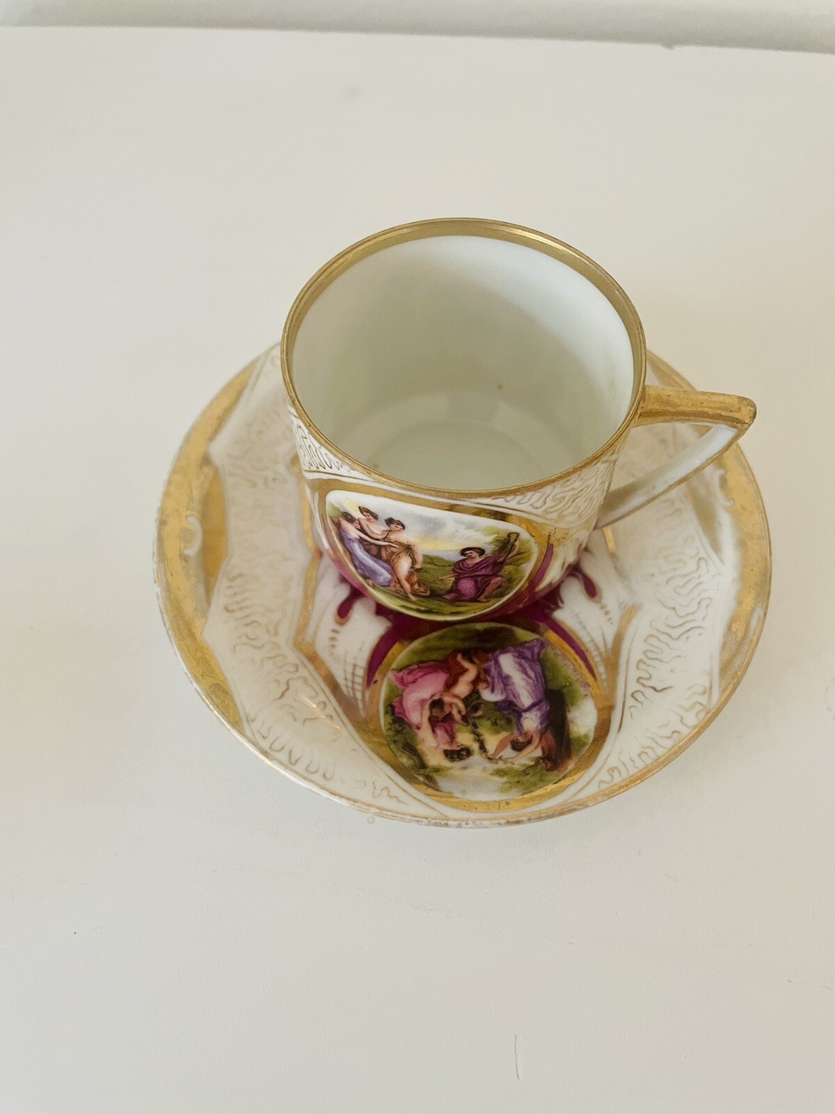 Angelica Kauffmann Demitasse Cup And Saucer Set. Vintage