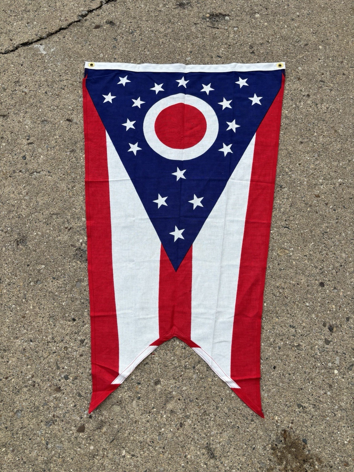 Vintage OHIO STATE 2’x3’ cotton FLAG bunting - New Old Stock Ohio State Flag