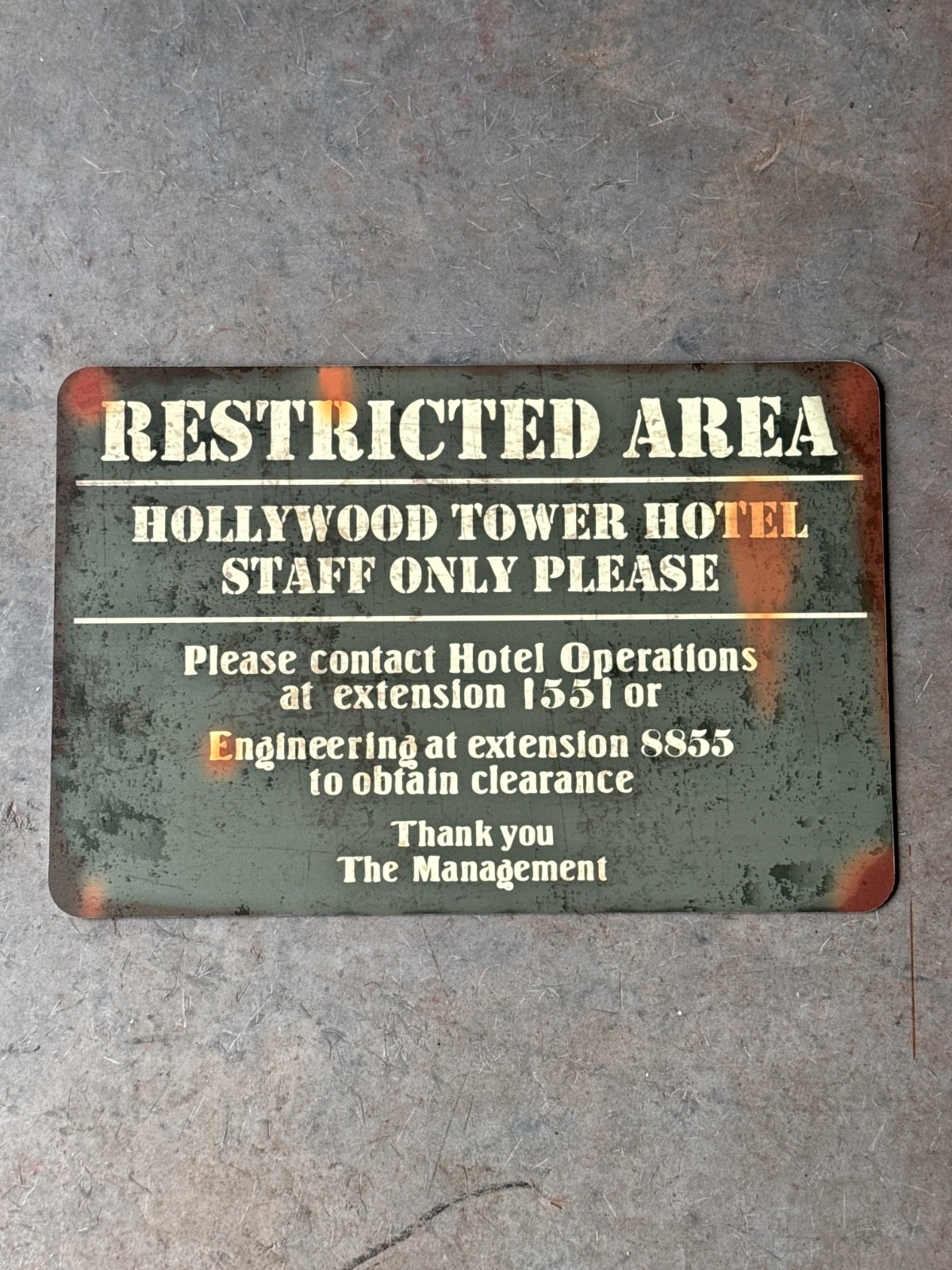 Disney MGM Studios Twilight Zone Tower of Terror sign prop