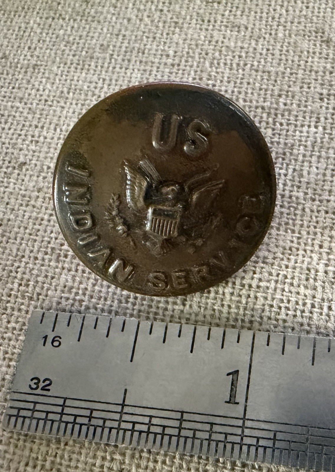 Antique 1880’s US Indian Service Uniform Coat Button Waterbury Indian Wars