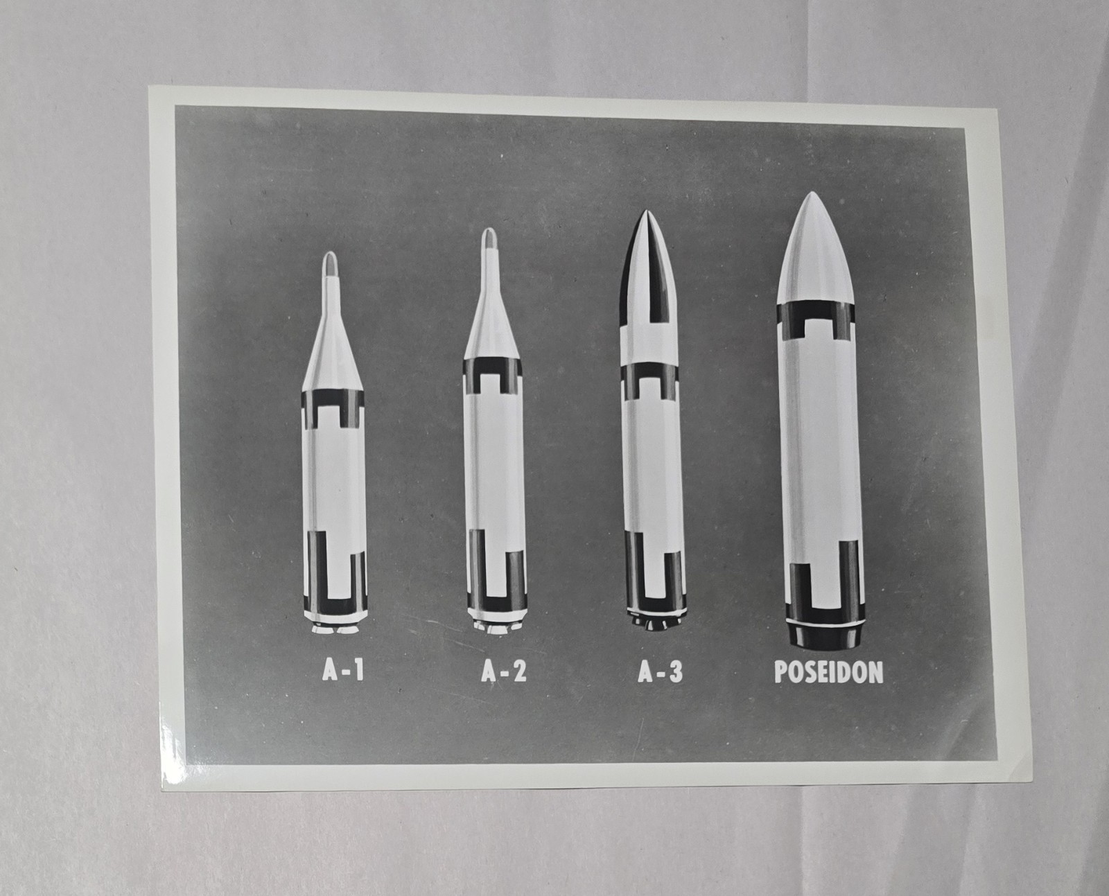 Vintage Polaris A-1 A-2 A-3 Poseidon Missile Comparison Chart Navy Press Photo 