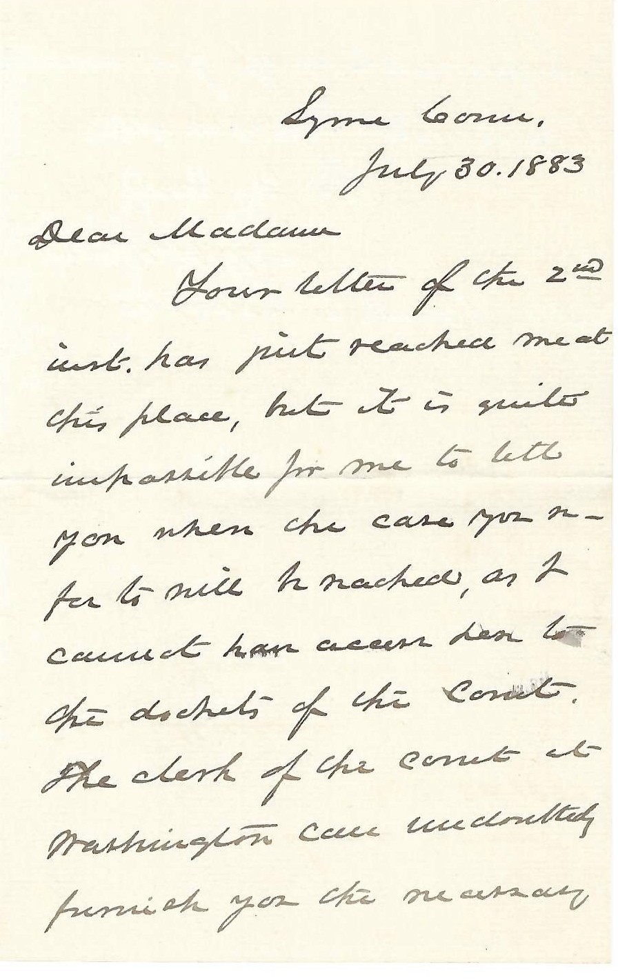 Chief Justice Morrison Waite Writes Of Pending Case Before U.S. Supreme Court