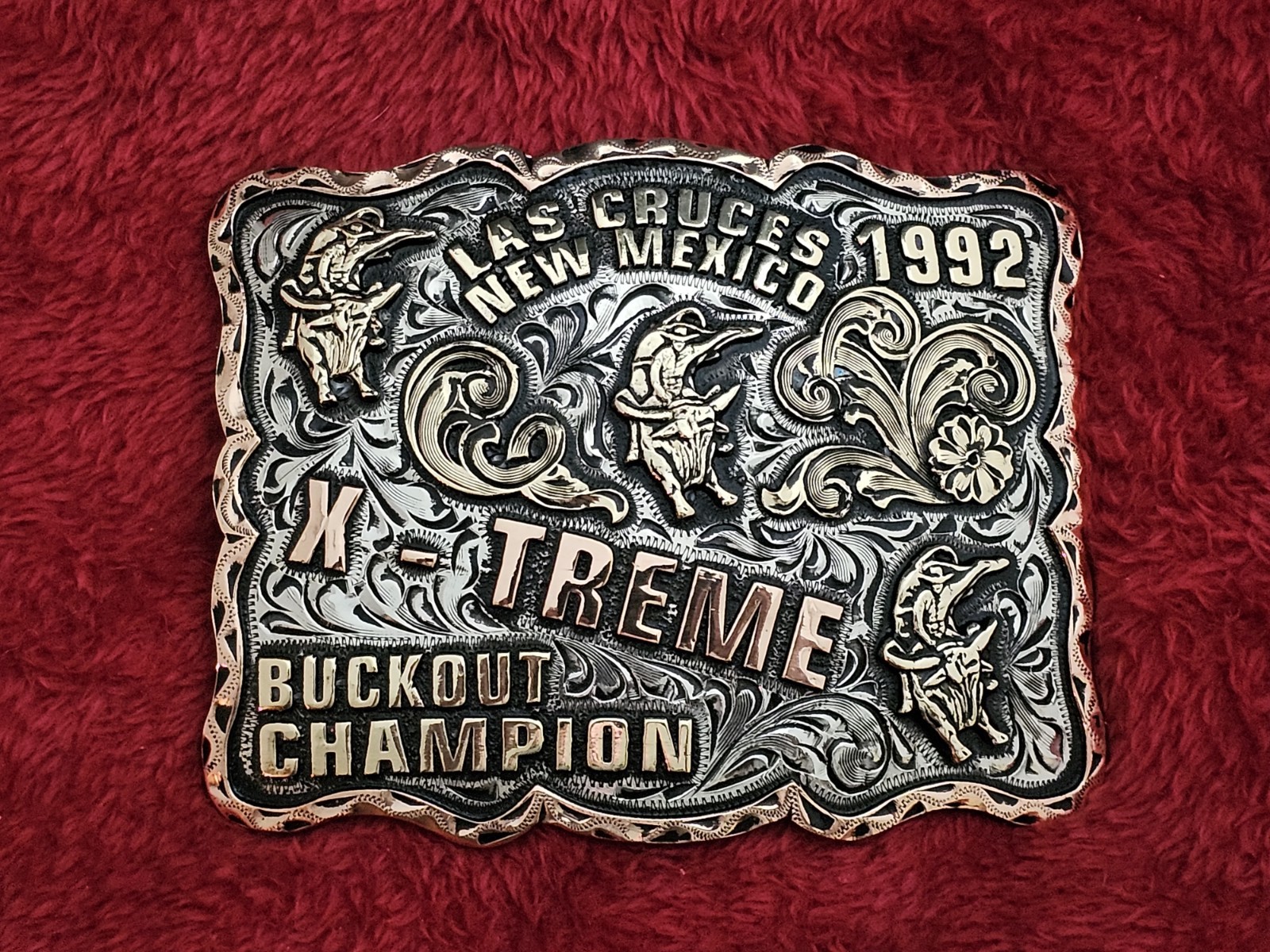 Bull Riding☆1992☆ RODEO X~TREME CHAMPION☆Las Cruces NM☆TROPHY BUCKLE☆Rare☆52