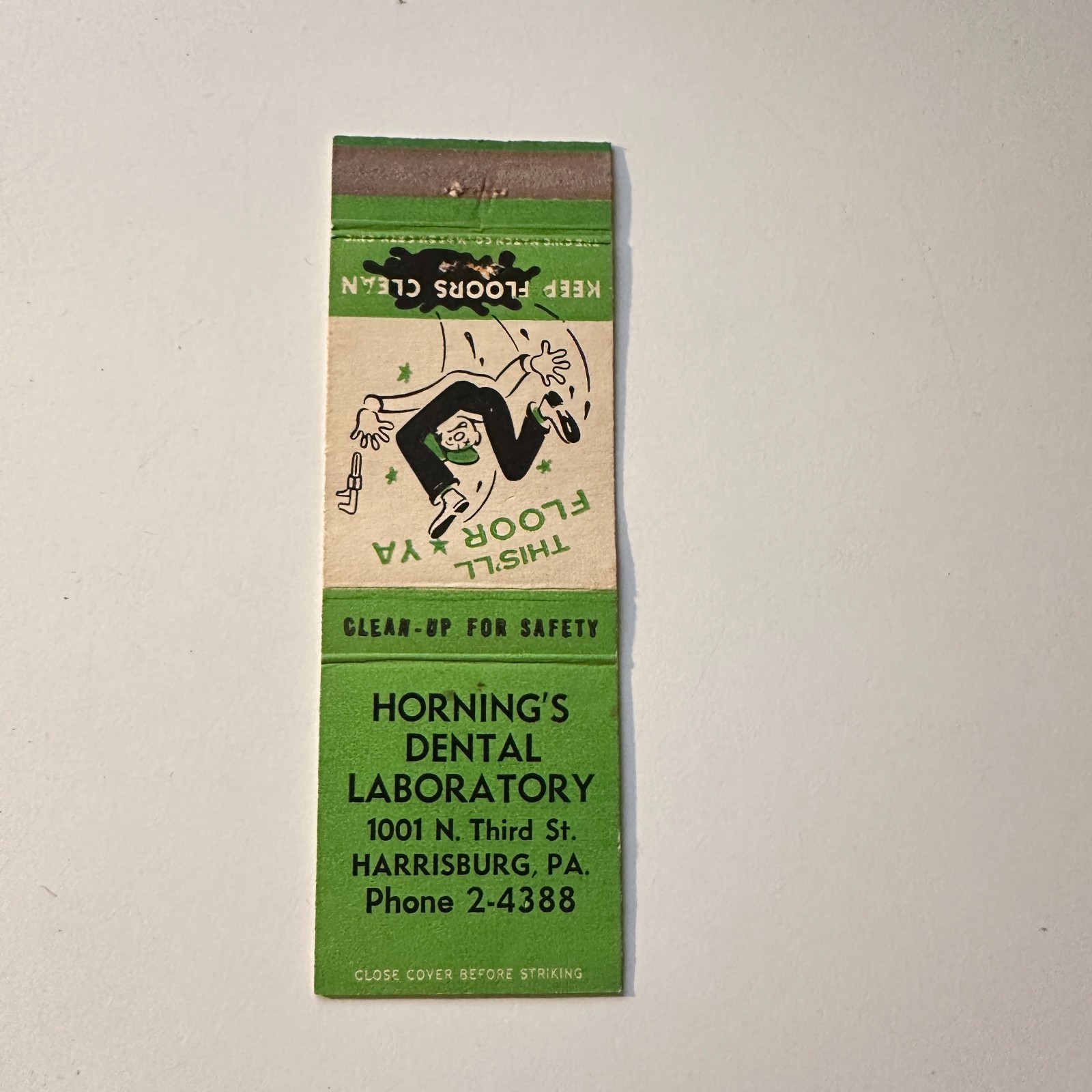 Horning\'s Dental Laboratory Harrisburg PA Vintage Matchbook Cover 5MB126-6-7