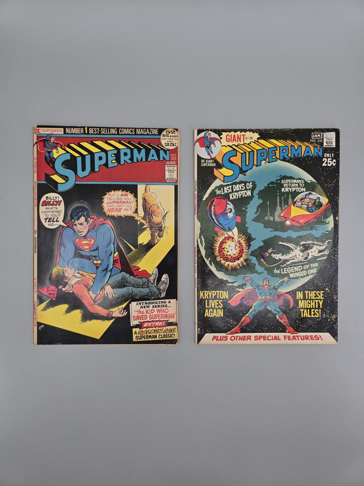 Superman #232 & #253 Bronze Age DC Comics Lot 1971 1972 VG 4.0-4.5
