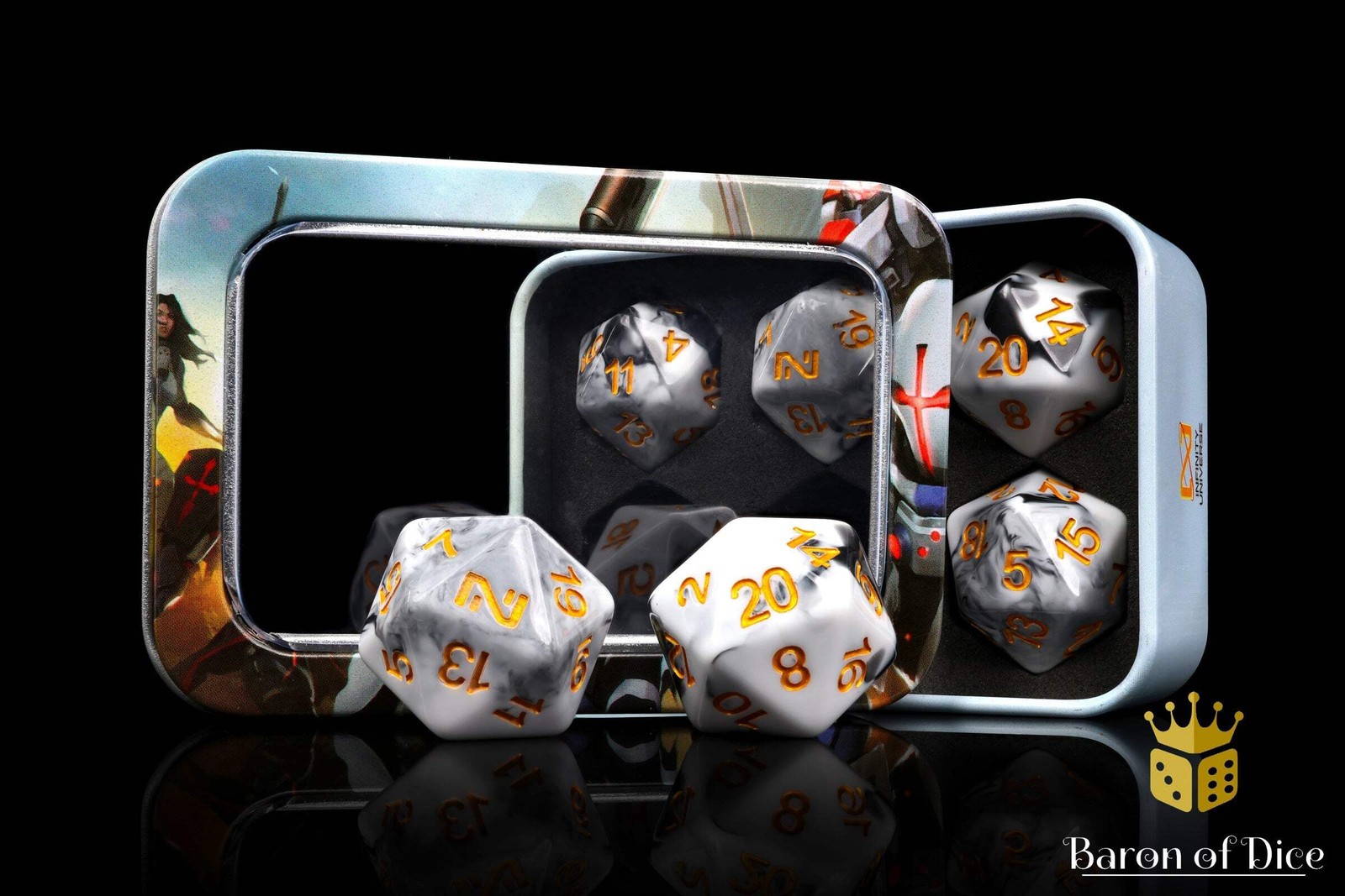 Infinity: N5 Marbled w/ Gold - Official Dice Set Handcrafted Resin Dice by Baron