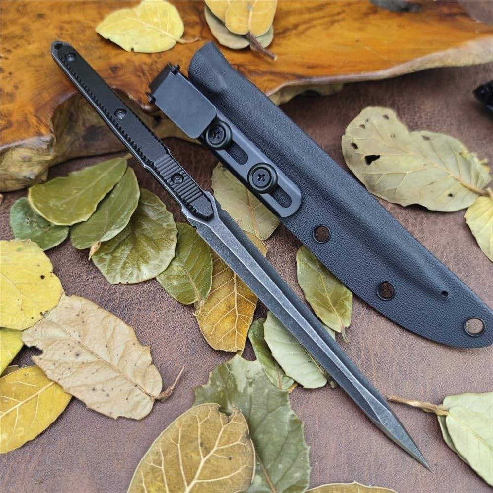 Outdoor Tactical Fixed Blade Knife With Kydex Sheath, 440C Stainless Steel Ae...
