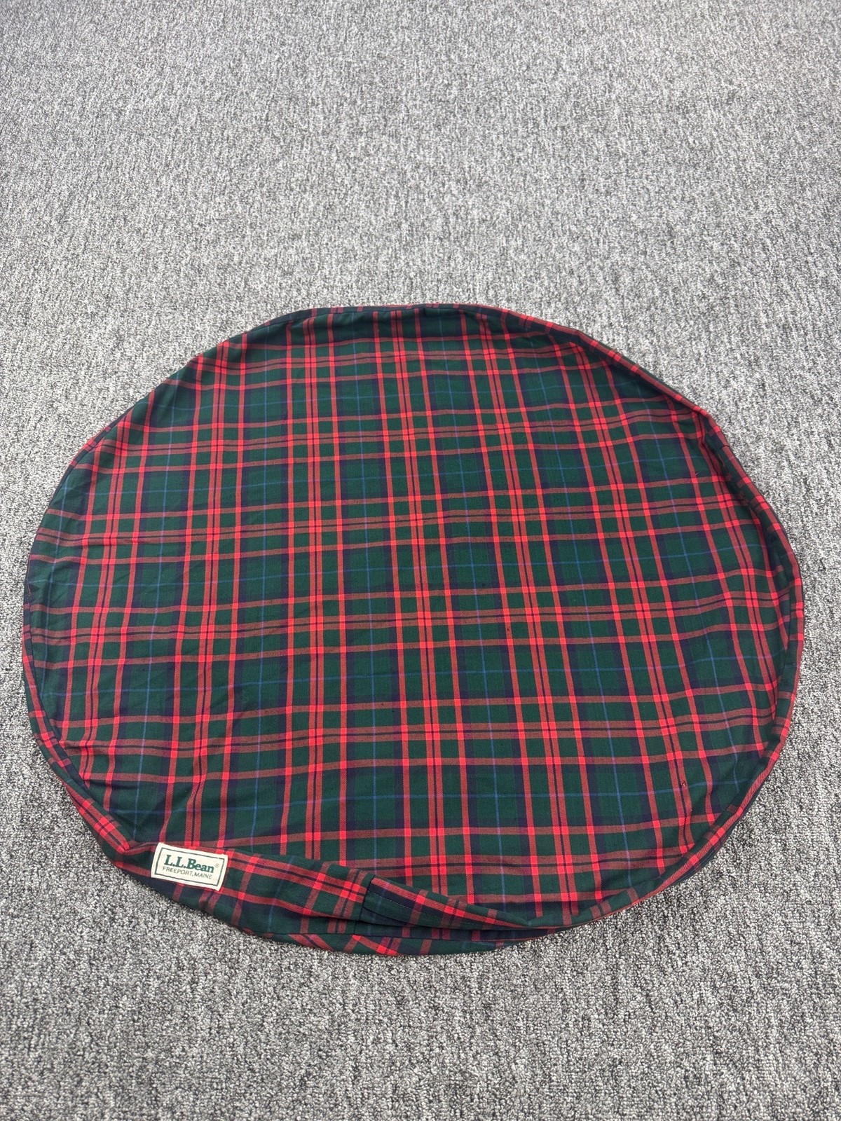 Vtg LL Bean Round Table Top Cloth Cover Red Green Tartan Plaid Blackwatch 80s