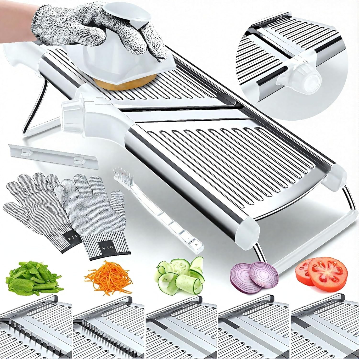 Gramercy Adjustable Mandoline Food Slicer, PRO (White) 