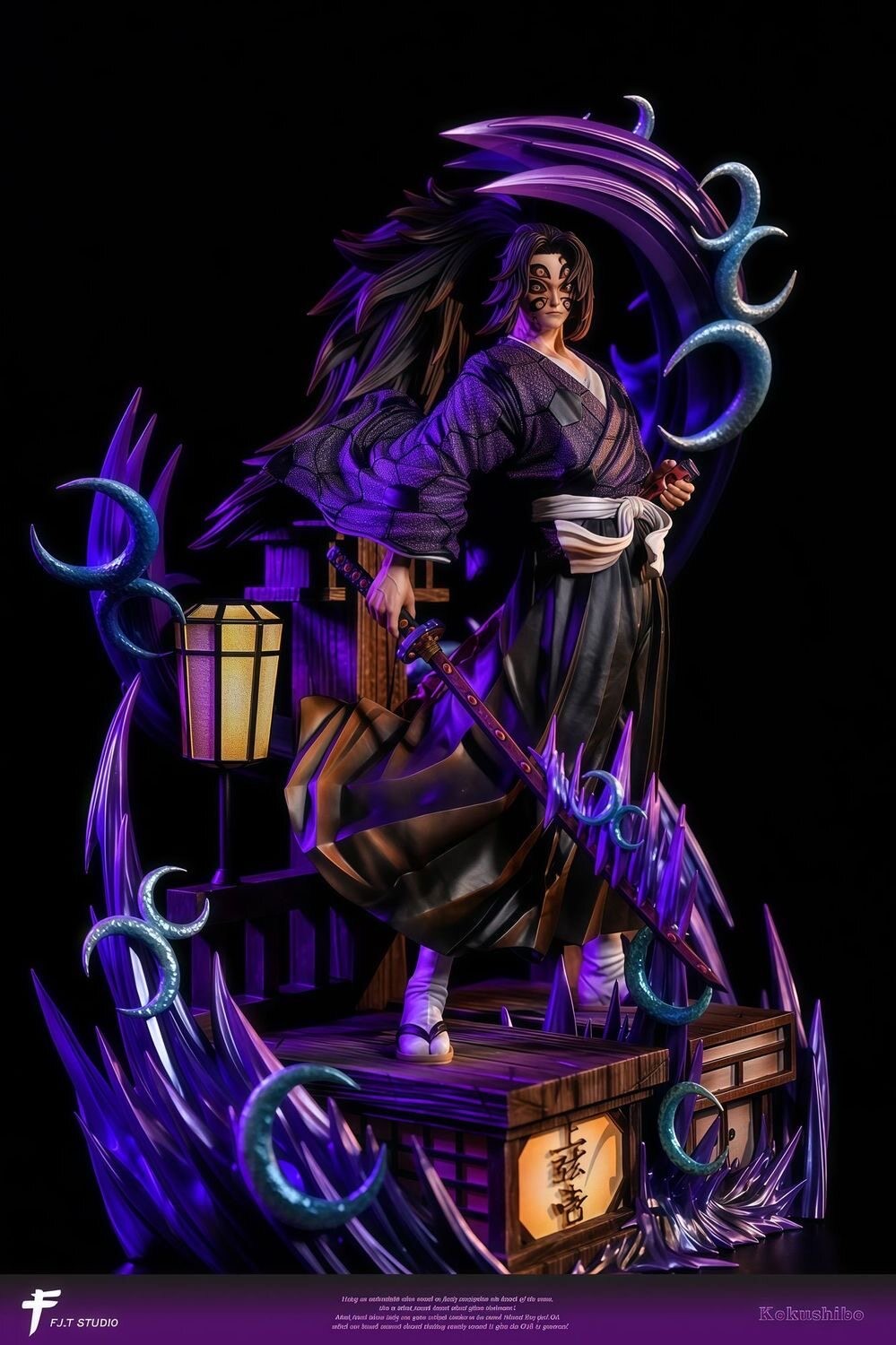 H30CM Demon Slayer Kokushibo Statue Figure Model Collectible Boxed Toy Xmas Gift