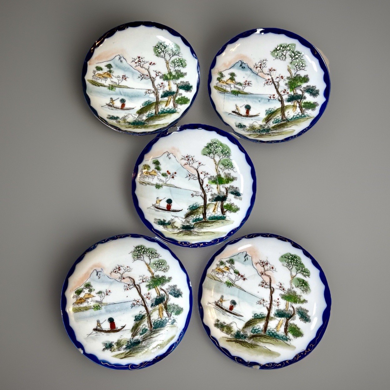 Antique Nippon Porcelain Saucers Lot Of 5