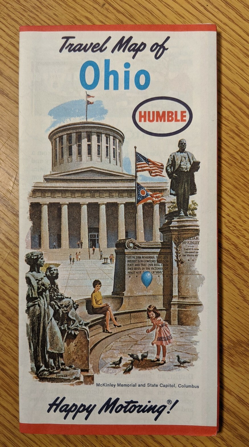 1963 Ohio Travel Road Map Humble Oil Gas Esso Happy Motoring