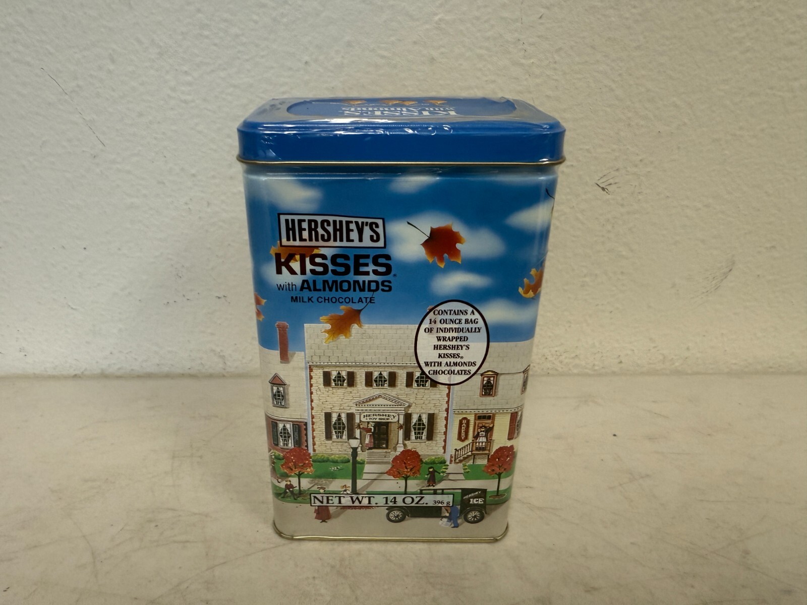 Hershey\'s Kisses With Almonds Milk Chocolate Blue Fall Tin 14oz
